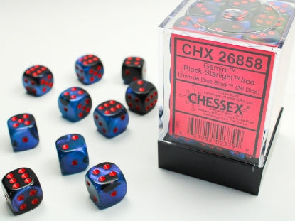 CardboardCrack - Chessex D6 Dice 12mm (36 Dice) (Various Colors)