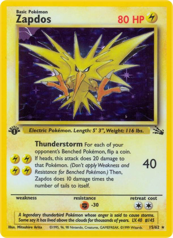 CardboardCrack - Zapdos (15) - Fossil (FO) 1st Edition