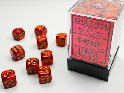 CardboardCrack - Chessex D6 Dice 16mm (12 Dice) (Various Colors)