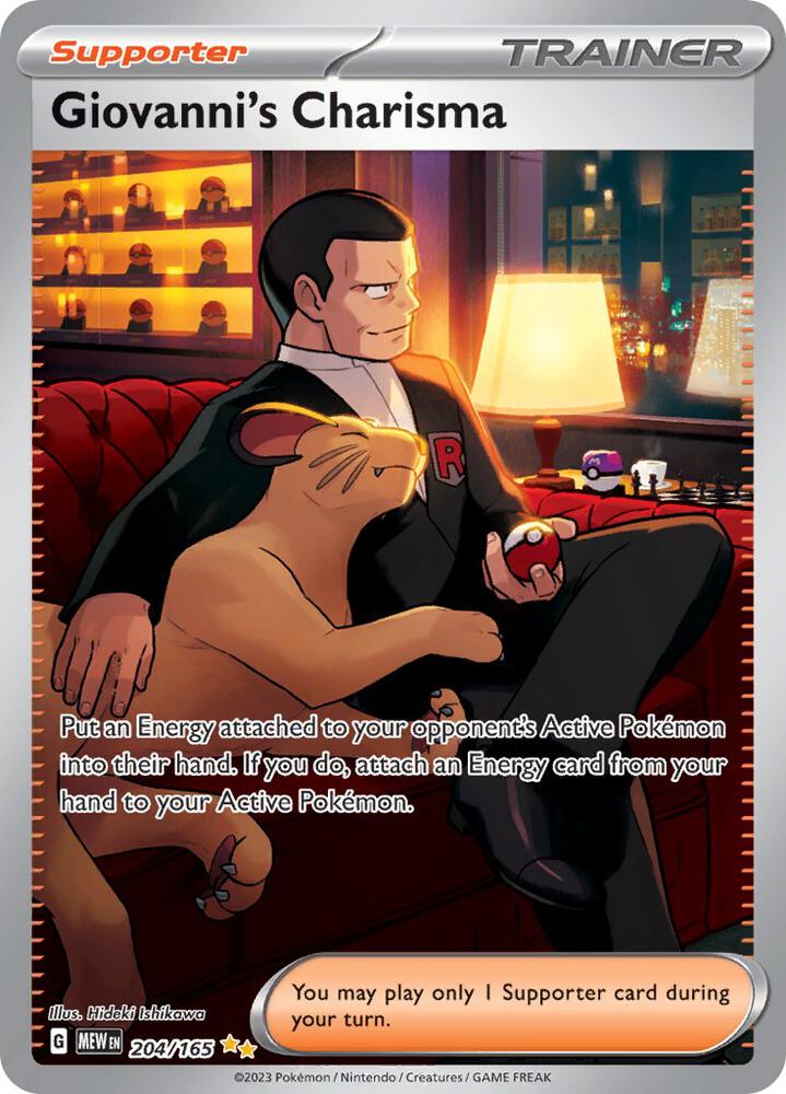 CardboardCrack - Giovanni's Charisma - 204/165 - SV: Scarlet & Violet 151 (MEW)