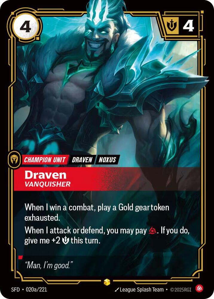 CardboardCrack - Draven - Vanquisher (Alternate Art) - Spiritforged (SFD)
