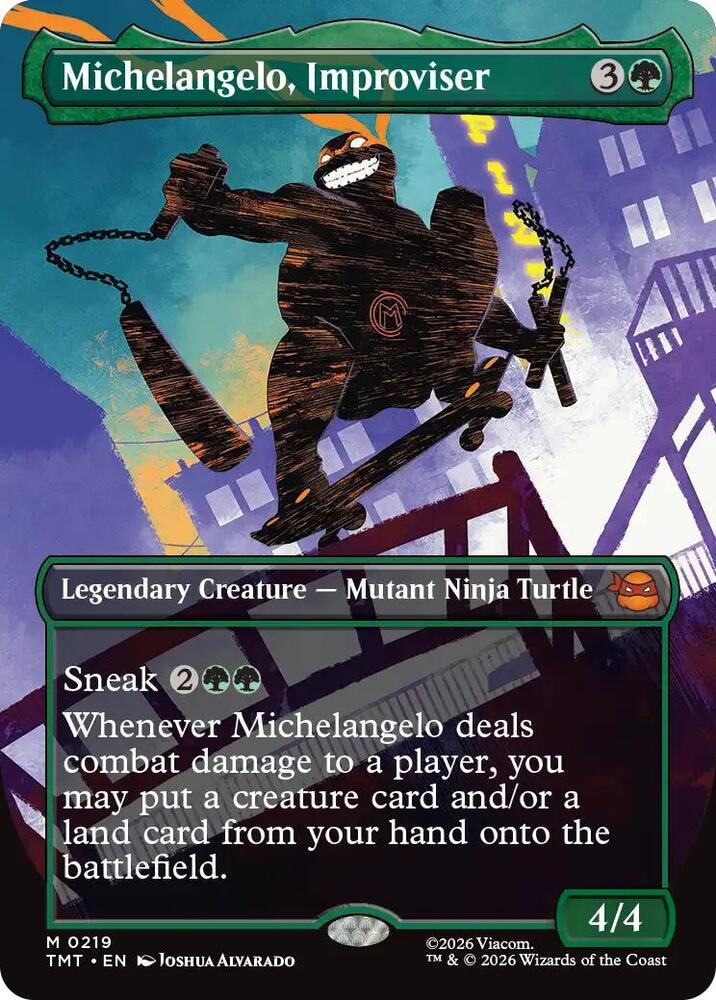 CardboardCrack - Michelangelo, Improviser (Borderless) - Teenage Mutant Ninja Turtles (TMT) - FOIL