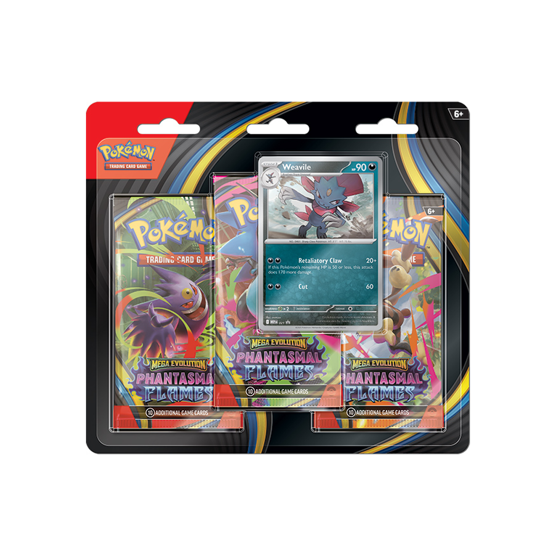 CardboardCrack - Pokemon TCG: Mega Evolution 02 Phantasmal Flames- 3-Booster Blister
