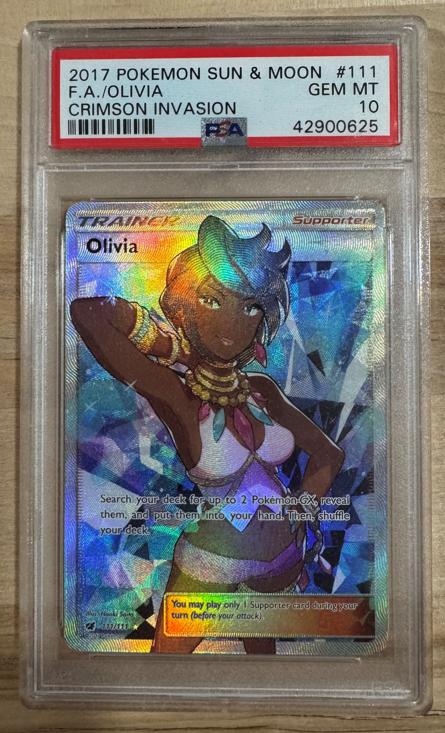 CardboardCrack - Olivia (Full Art) - SM - Crimson Invasion - PSA 10