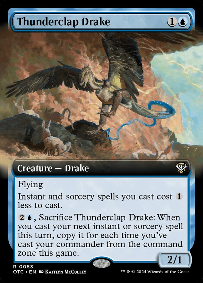 CardboardCrack - Thunderclap Drake (Extended Art) - Commander: Outlaws of Thunder Junction (OTC)